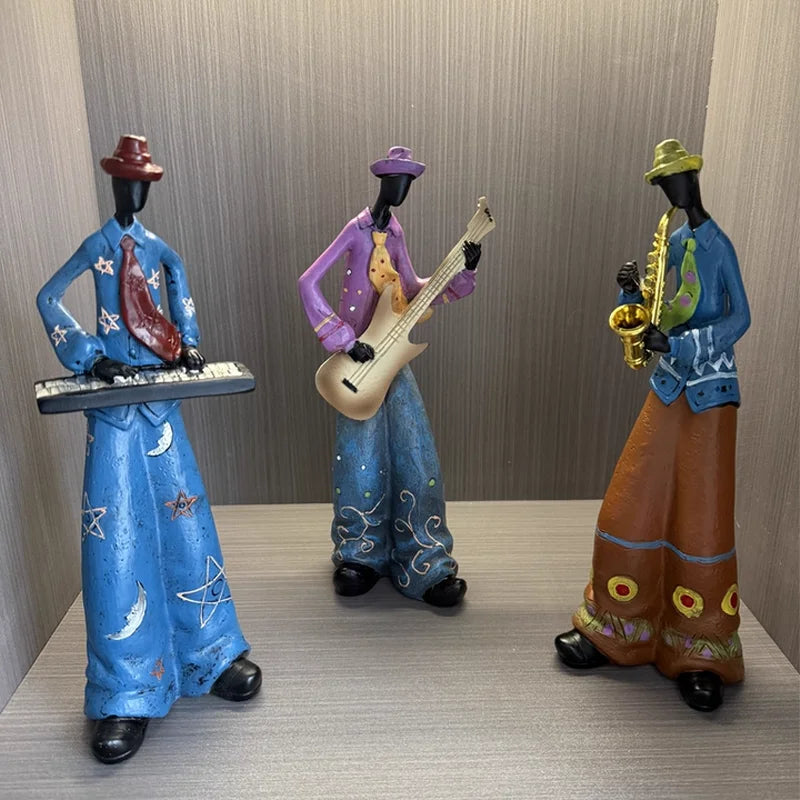 Retro Bookshelf Band Figurines - Cute Cartoon Home Decor Gifts
