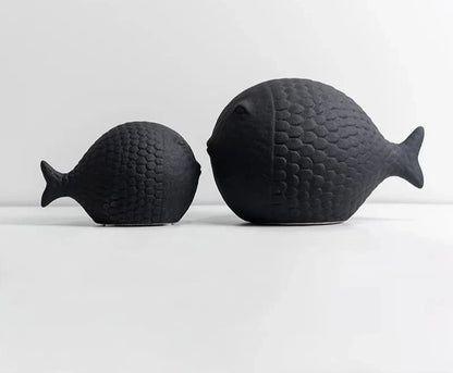 Black and White Ceramic Fish Sculpture