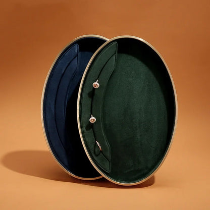 Oval Metal & Velvet Jewelry Organizer Tray