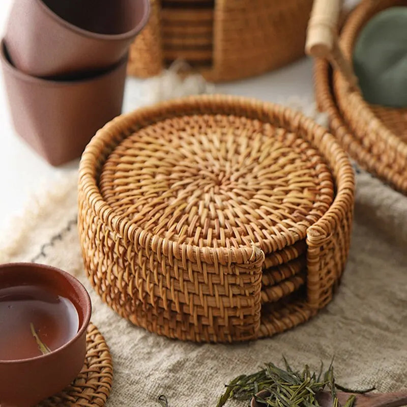 Handcrafted Woven Rattan Coaster