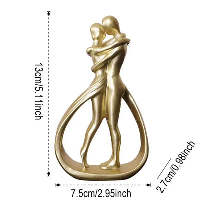 Golden Couple Embrace Statue