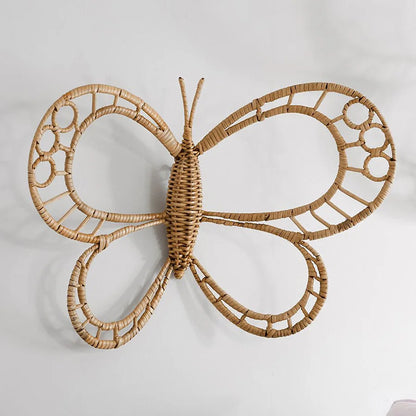 Nordic Natural Rattan Hand-Woven Butterfly Wall Ornament | Boho Home Decor