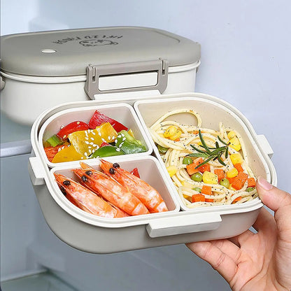 Bento Lunch Box 800ml Leak Proof - Portable Food Container with 3 Removable Compartments for Kids, School, Work, Travel