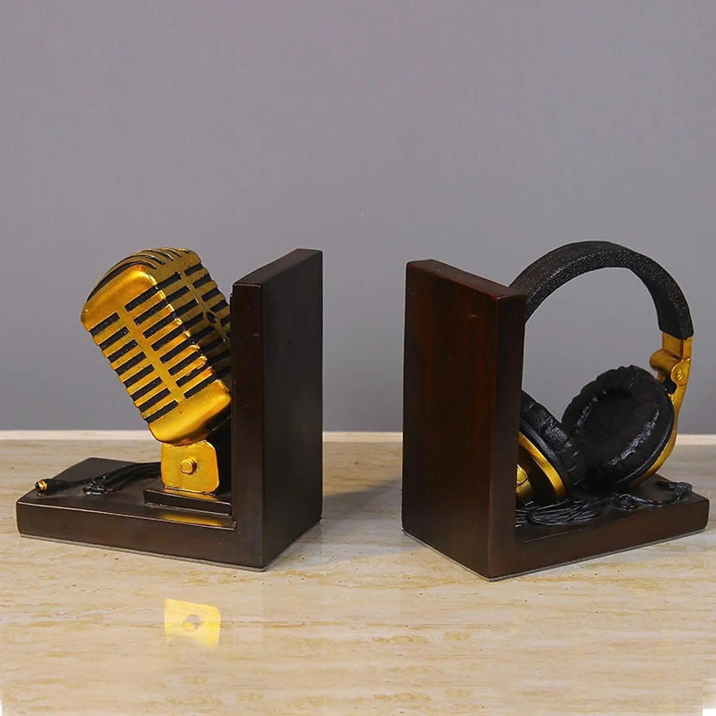 Microphone Headset Bookends - Unique Resin Desk Decor