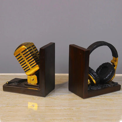 Microphone Headset Bookends - Unique Resin Desk Decor