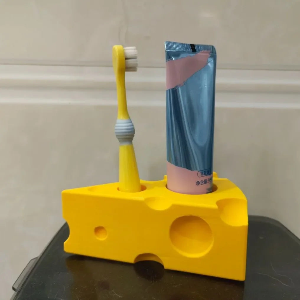 Funny Cheese-Shaped Toothbrush & Toothpaste Holder
