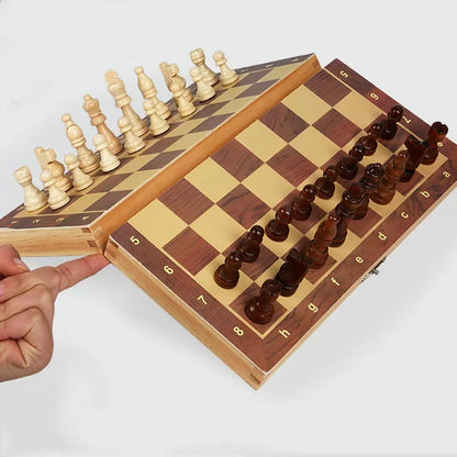 Magnetic Wooden Folding Chess Set with Interior Storage