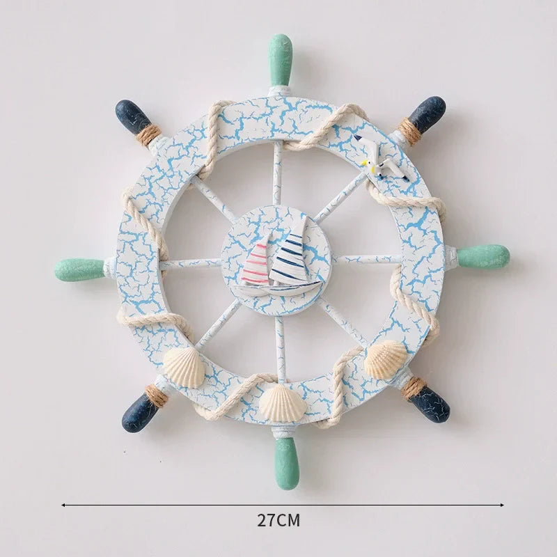 Wooden Nautical Ship Wheel Wall Decor
