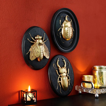 Golden Beetle Resin Wall Decor- Insect Themed Accent