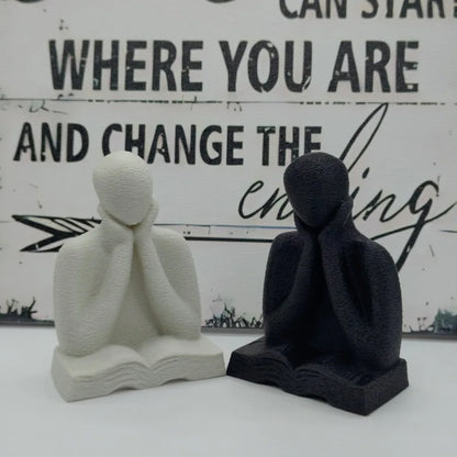 Solitude Thinker Statue — Minimalist Reading Figure for Bookshelf & Desk