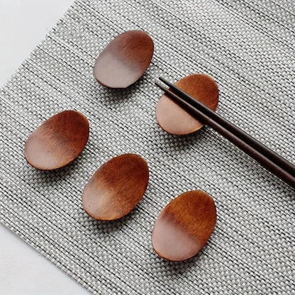 5pcs Japanese Ingot Natural Wood Chopstick Holder Rest Set