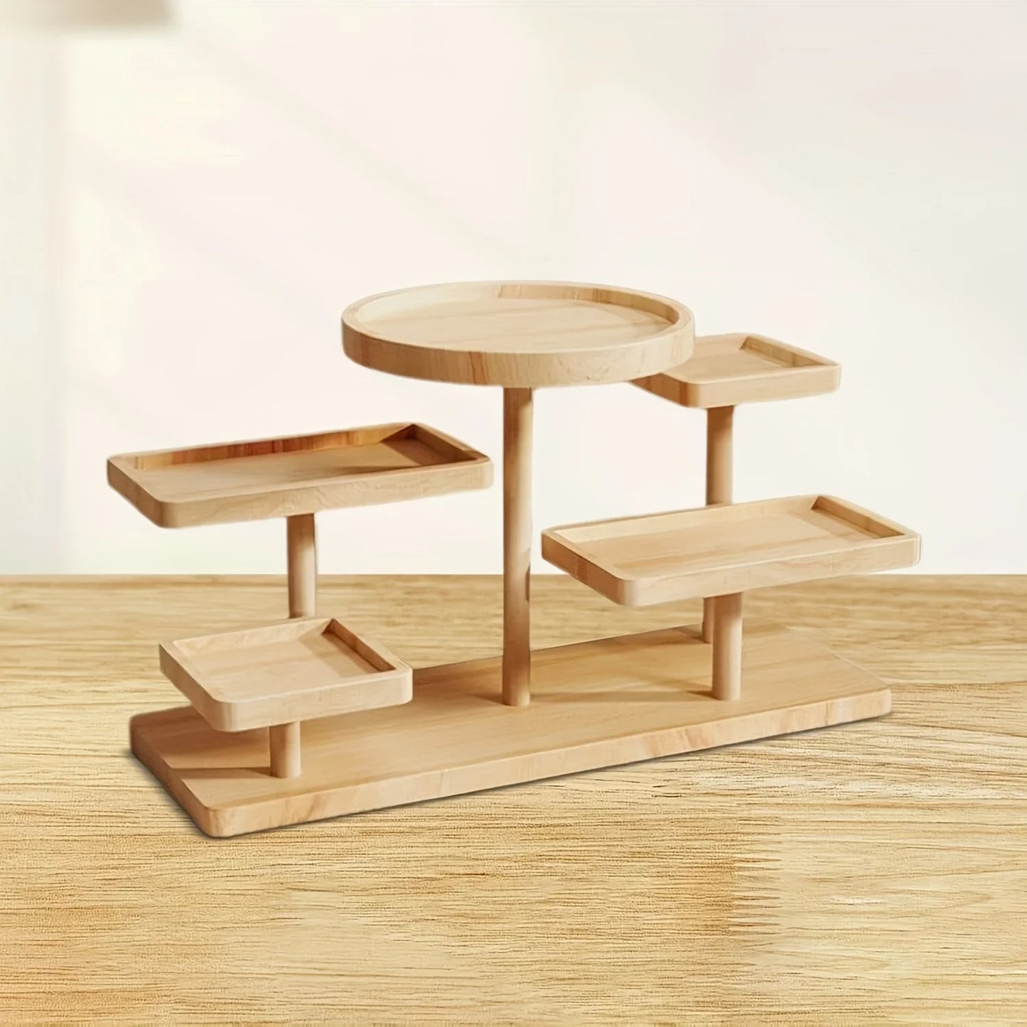 Multi-Tier Wooden Vanity Organizer Shelf