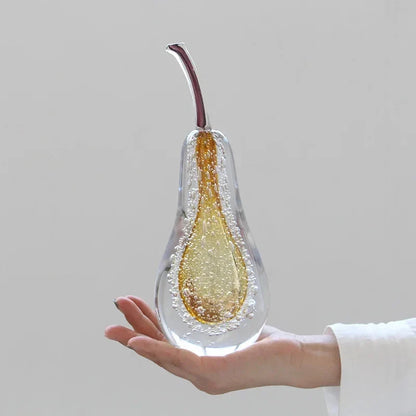 Bubble Glass Apple and Pear Statue - Aesthetic Fruit Desk Decoration