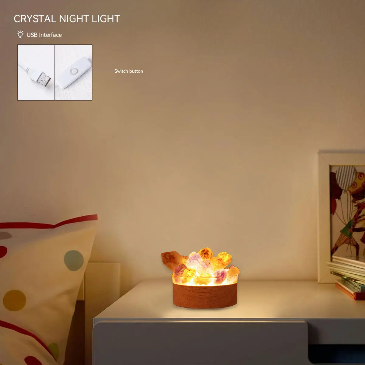 Natural Amethyst Crystal Lamp