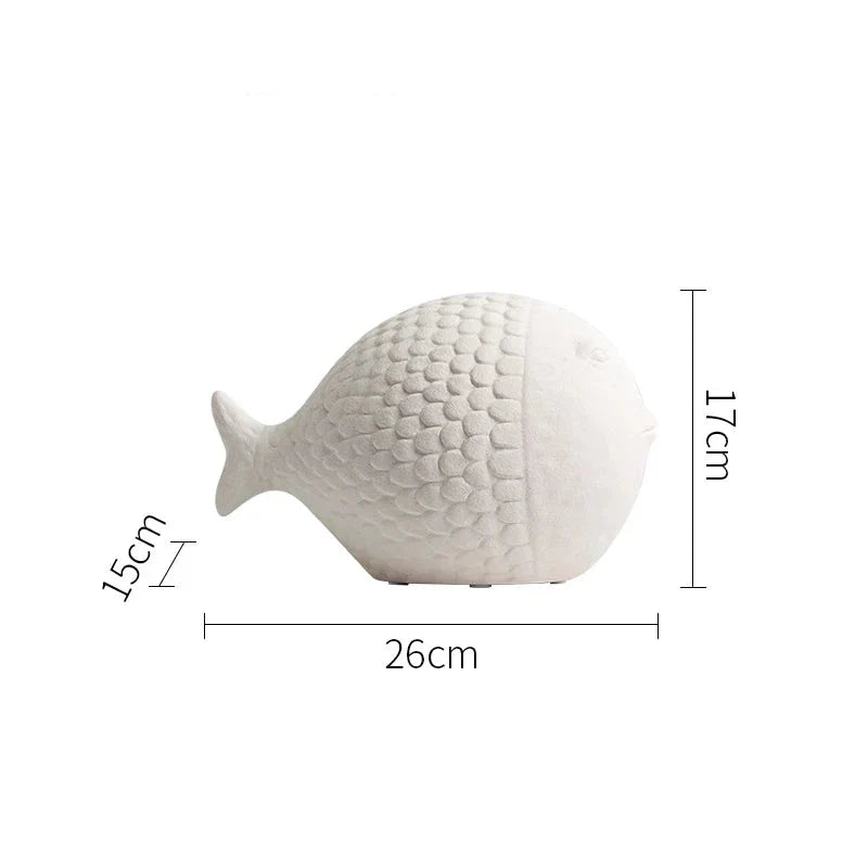 Black and White Ceramic Fish Sculpture