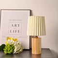 Medieval Pleated Table Lamp | Nordic Wood Base Design