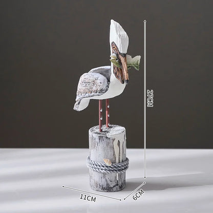Hand-Carved Nautical Bird Figurine