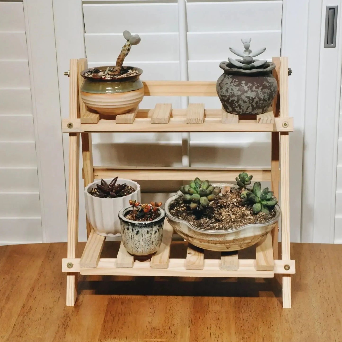 Rustic Wooden 2 Tier Desktop Organizer Shelf