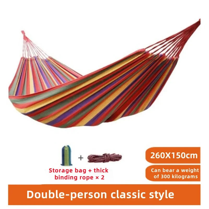 Canvas Hammock | Striped Double Swing Bed – Indoor & Outdoor Camping Hammock