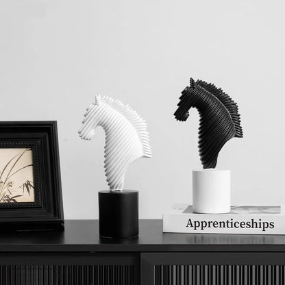 Abstract Striped Horse Head Statue