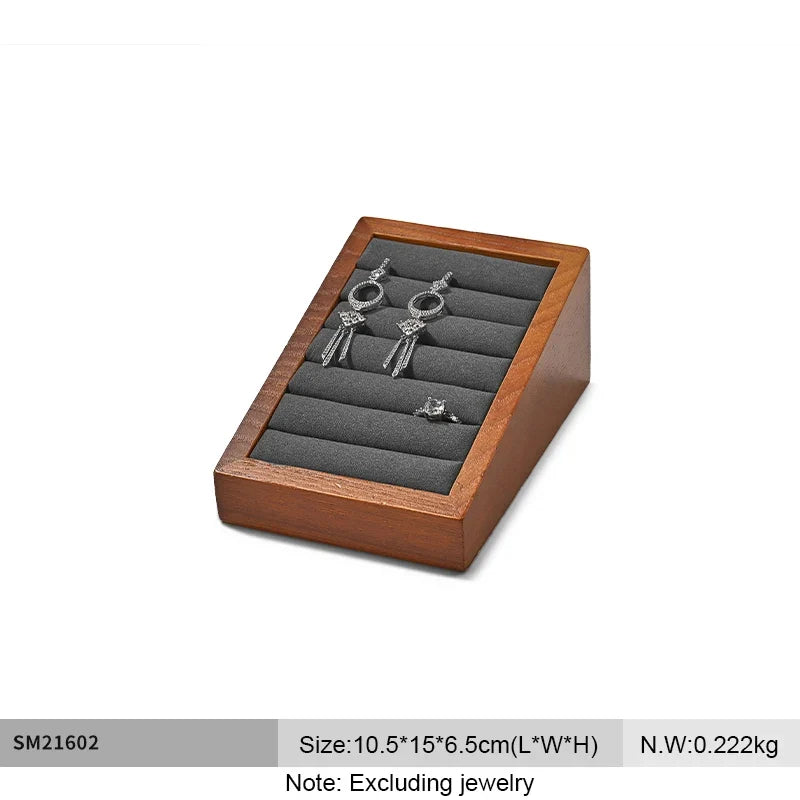 Solid Wood & Microfiber Ring Display Stand