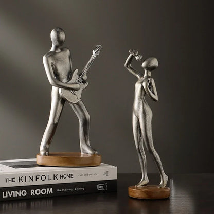 Abstract Musician Figurines - Resin Cello & Guitar Sculptures