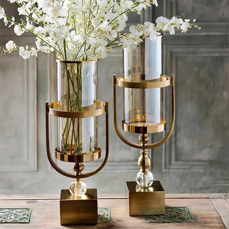 Elegant Gold and Glass Flower Vase