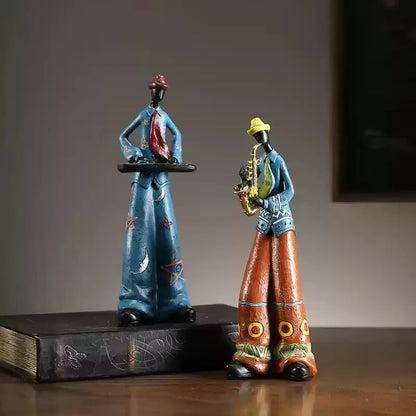 Retro Bookshelf Band Figurines - Cute Cartoon Home Decor Gifts