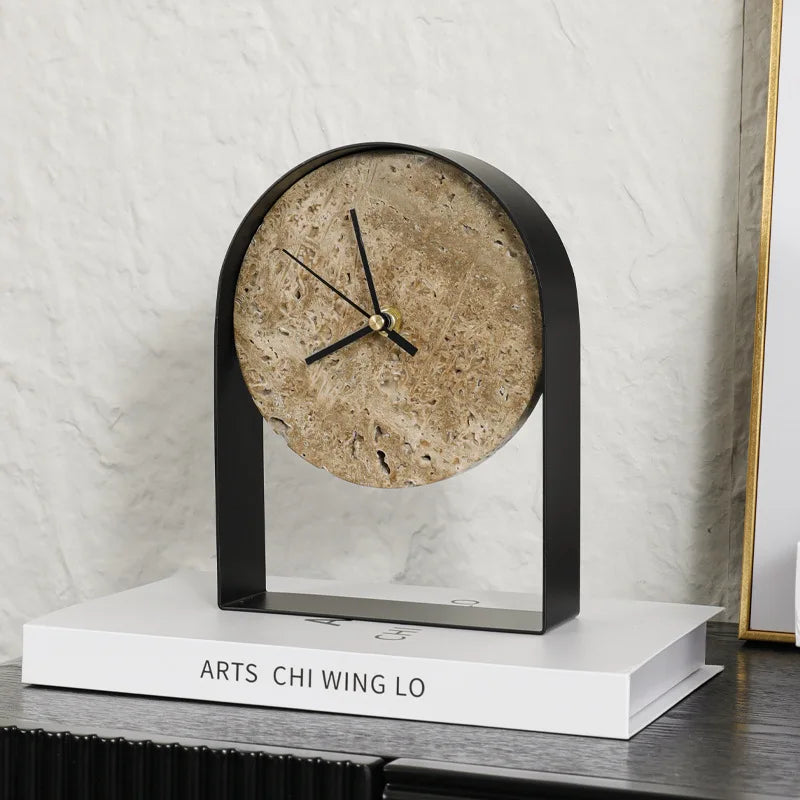 Luxurious Modern Marble & Metal Desk Clock