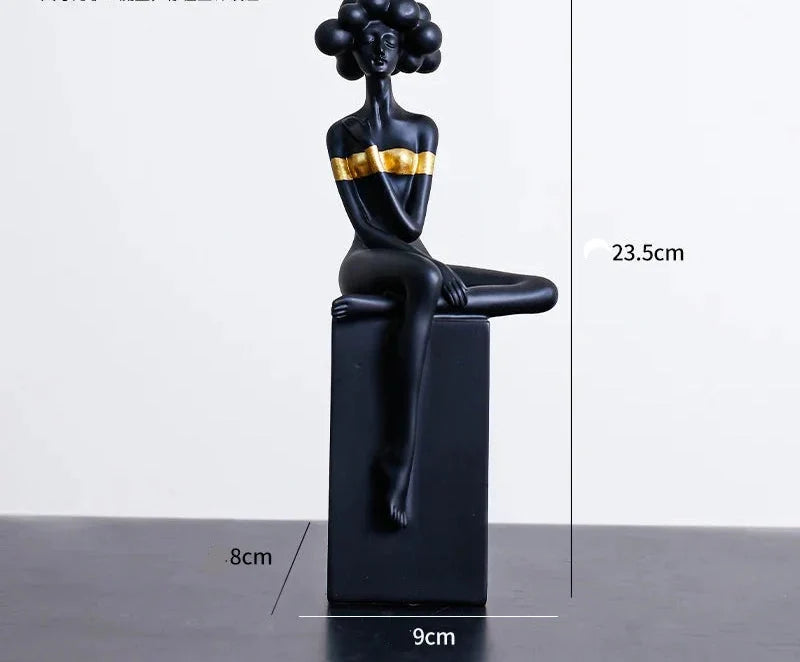 Modern Cloud Hair Resin Girl Sculpture