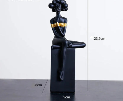 Modern Cloud Hair Resin Girl Sculpture