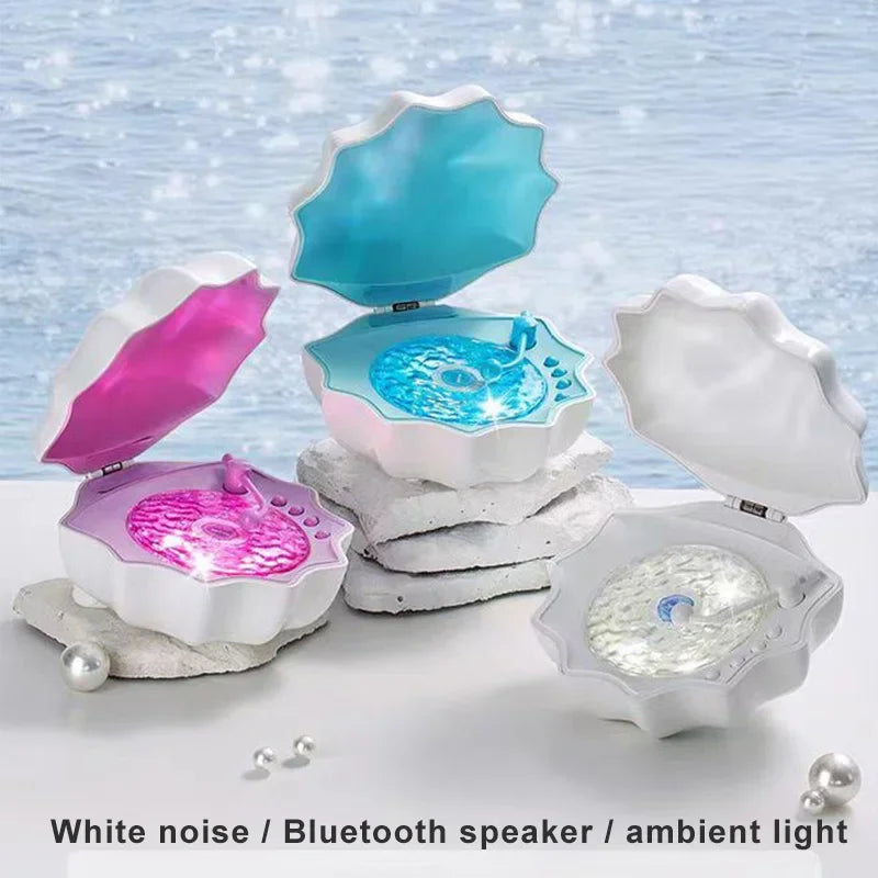 Shell Bluetooth Speaker with 7-Color Aurora Light and White Noise