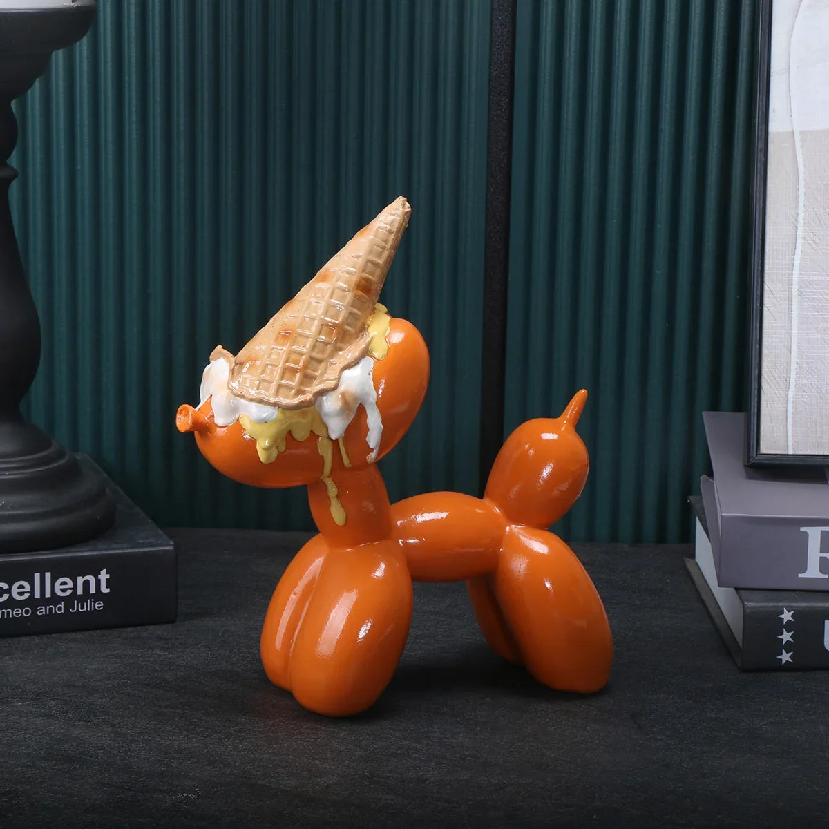 Balloon Dog Resin Sculpture with Ice Cream Cone & Birthday Cake