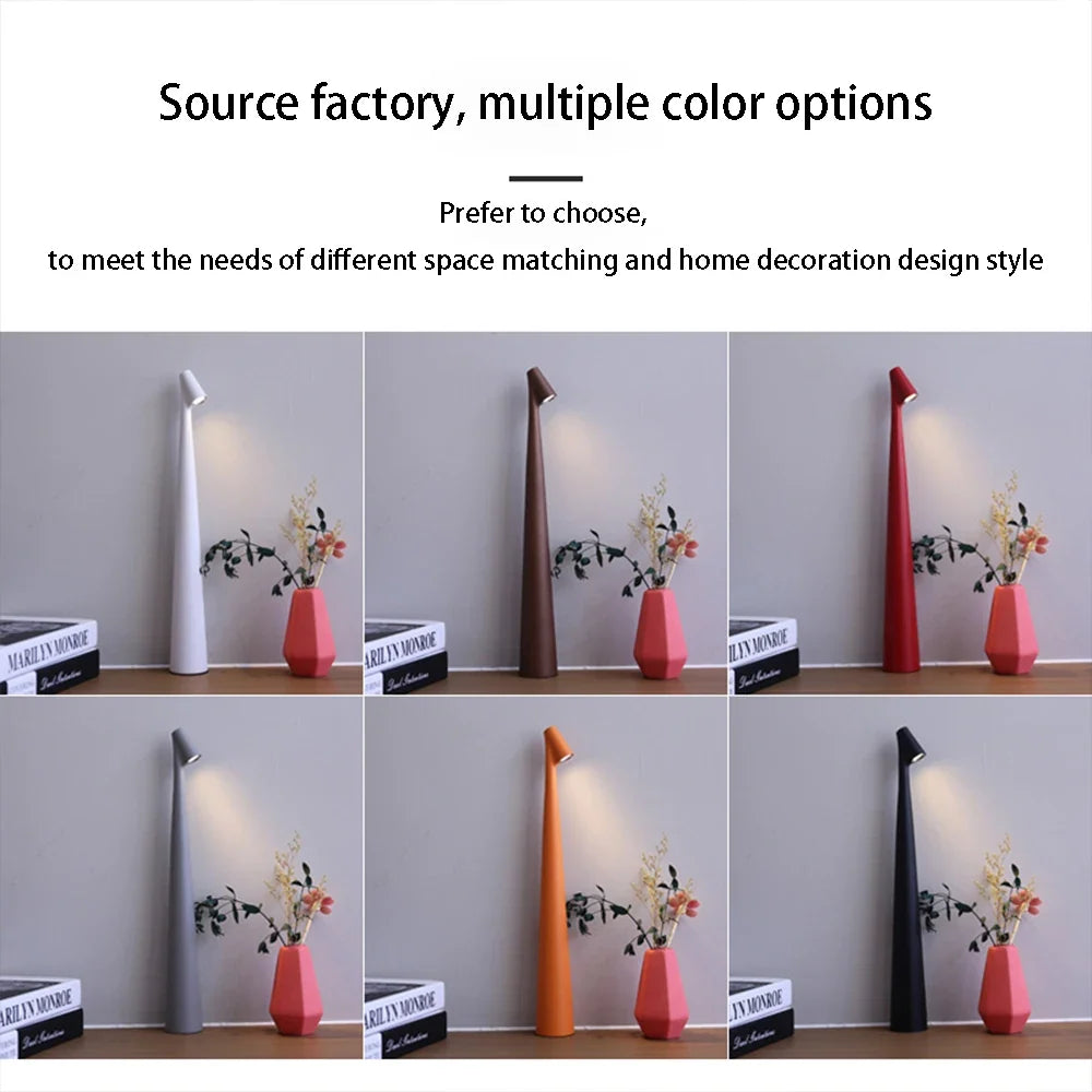 Rechargeable LED Table Lamp - USB Charging Touch Dimmable Minimalist Lamp for Bedside, Desk, Living Room Accent Lighting