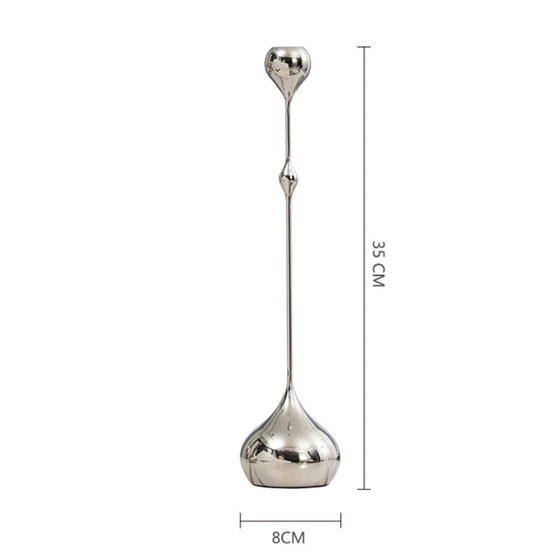 Stainless Steel Metal Candlestick Holder Romantic Table Decoration