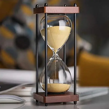 Large 60-Minute Metal & Glass Hourglass Sand Timer