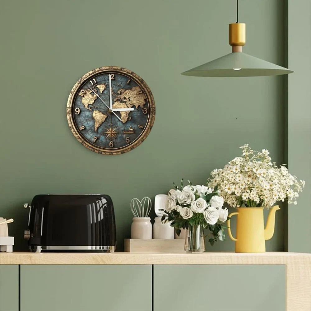 Sailboat Theme Vintage Round Wooden Wall Clock