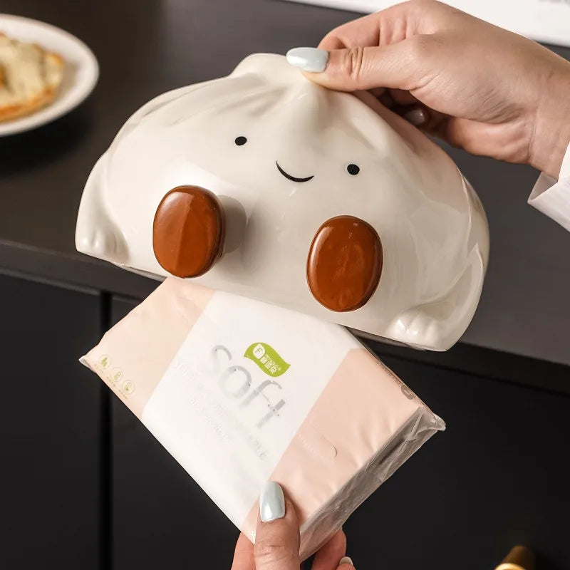 Ins Style Whimsical Ceramic Tissue Box Ornament