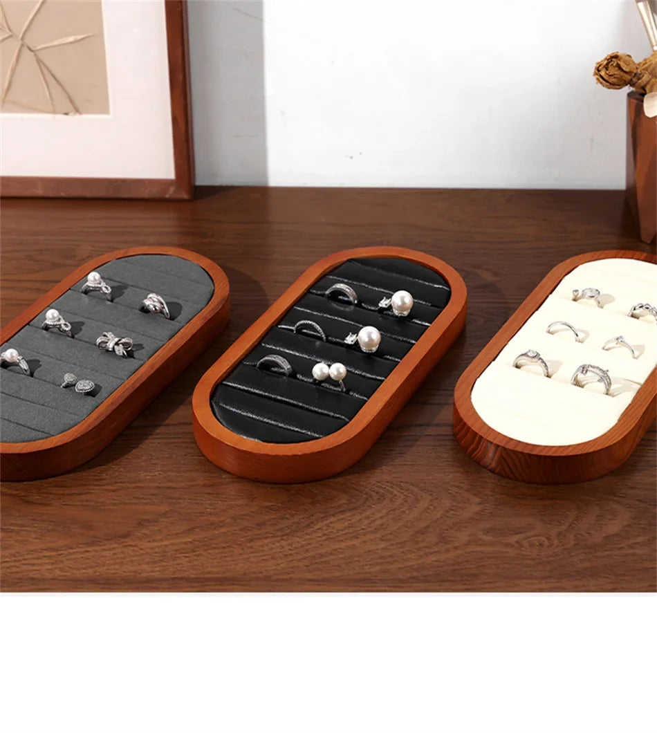 Solid Wood & Microfiber Ring Display Stand