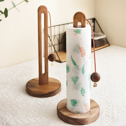 Solid Wood Paper Towel Holder Kitchen Roll Storage Rack