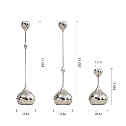 Stainless Steel Metal Candlestick Holder Romantic Table Decoration