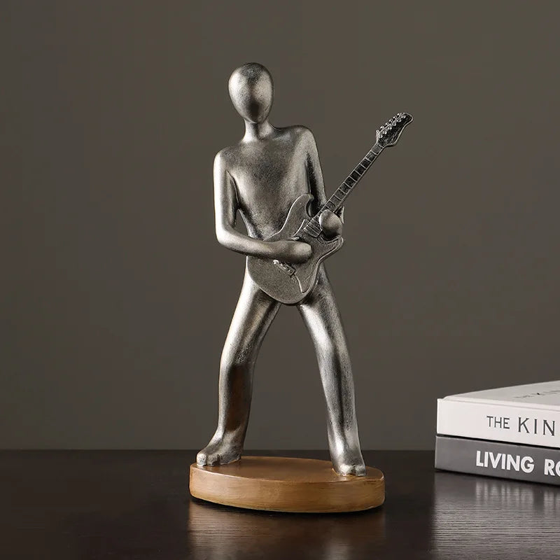 Abstract Musician Figurines - Resin Cello & Guitar Sculptures