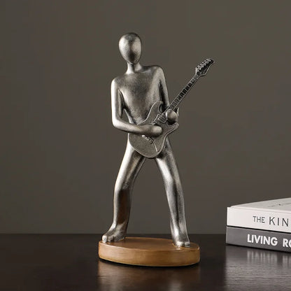 Abstract Musician Figurines - Resin Cello & Guitar Sculptures