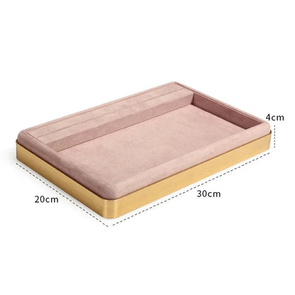 Oval Metal & Velvet Jewelry Organizer Tray