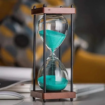 Large 60-Minute Metal & Glass Hourglass Sand Timer