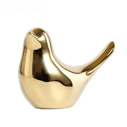 Nordic Ceramic Gold Bird Figurine Collection