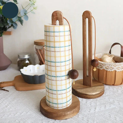 Solid Wood Paper Towel Holder Kitchen Roll Storage Rack