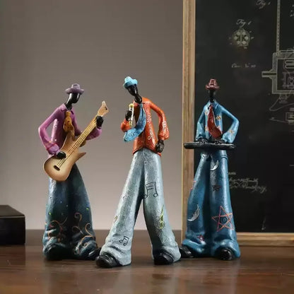 Retro Bookshelf Band Figurines - Cute Cartoon Home Decor Gifts