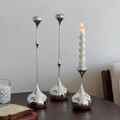 Stainless Steel Metal Candlestick Holder Romantic Table Decoration