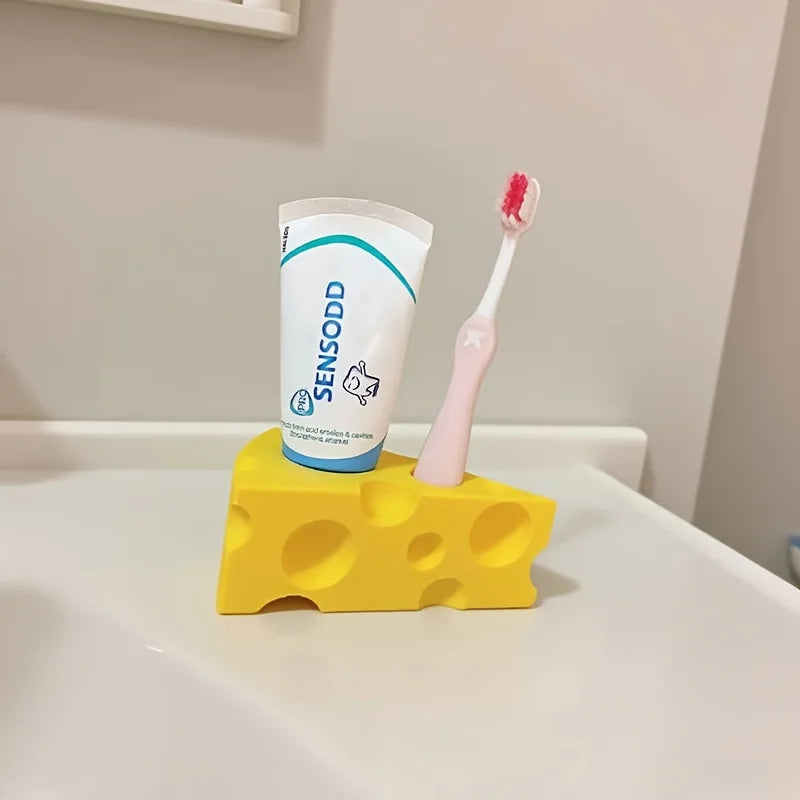 Funny Cheese-Shaped Toothbrush & Toothpaste Holder